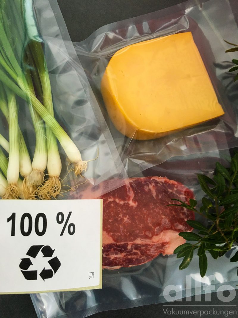 Allfo has developed the new side seal bag VAC95+, which is 100% recyclable and meets the highest requirements of the recycling economy.