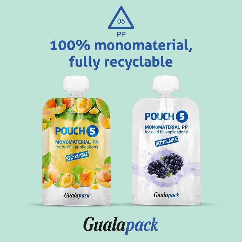 Gualapack launches the first 100% monomaterial recyclable pouches.
