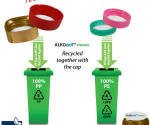 ALKOzell™ mono, Meyer Seals® has developed a fully recyclable secondary reseal liner that utilises a polymer in either Polyethylene (PE) or Polypropylene (PP) which is 100% compatible with the material used to manufacture the closure