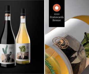 Wildly Crafted’s natural beauty icon and Estal’s Sommelier collection, awarded at the Pentawards 2020