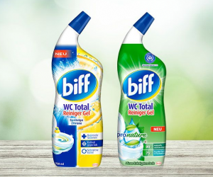 New packaging for toilet cleaners: less plastic and more recycled material