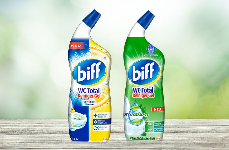 New packaging for toilet cleaners: less plastic and more recycled material