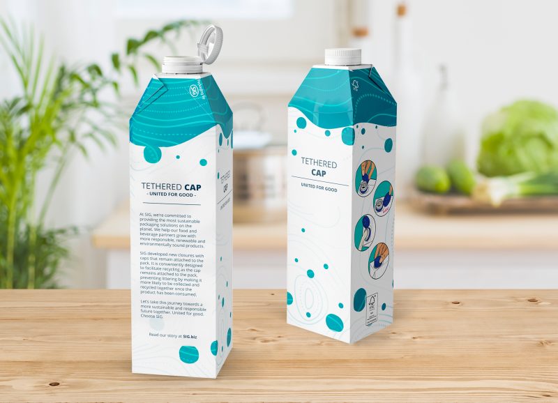 SIG announces launch of tethered caps for carton packs