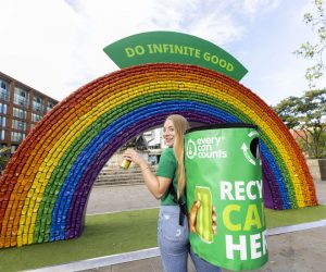Every Can Counts takes recycled rainbow art installation to Manchester!