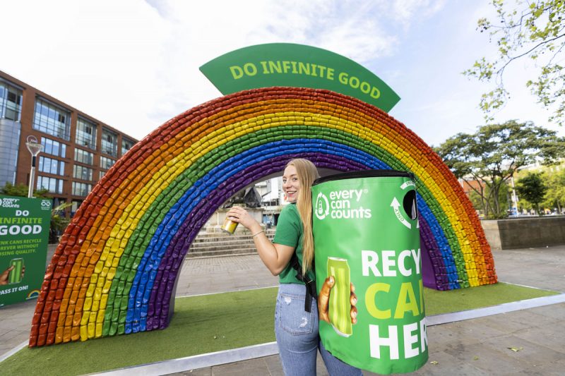 Every Can Counts takes recycled rainbow art installation to Manchester!