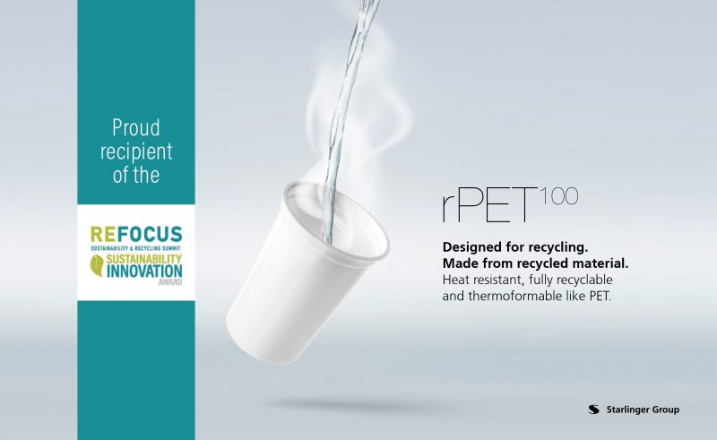 Starlinger viscotec: Heat resistant and fully recyclable rPET100 material wins Re|focus Sustainable Innovation in Material Award 2022
